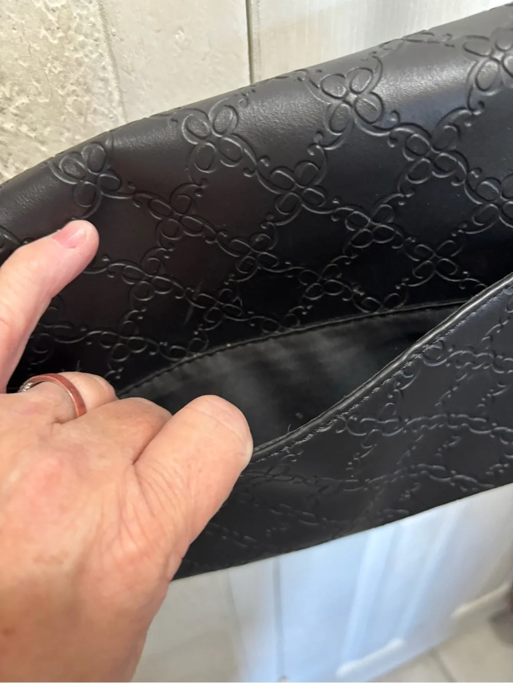 Nine West Classic Black Embossed Saddle Bag - Women's Shoulder Purse